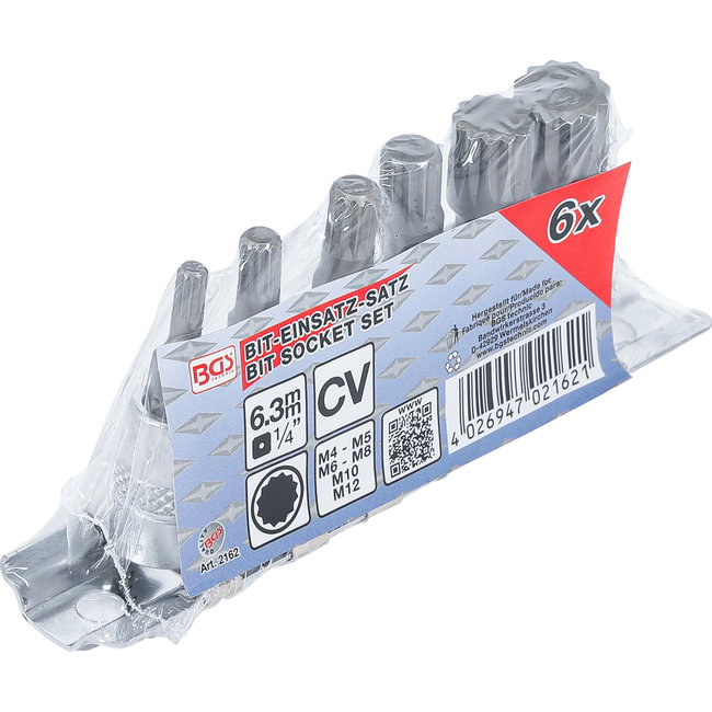 BGS Dopsleutelbitset 1/4" veeltand (voor XZN) M4 - M12, 6 delig