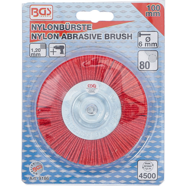BGS Borstelschijf nylon 100 mm 6 mm spanas