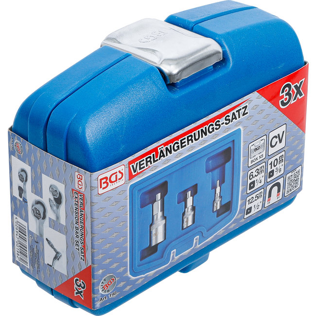 BGS Verlengstukset met magneethouder 1/4", 3/8", 1/2", 3 delig