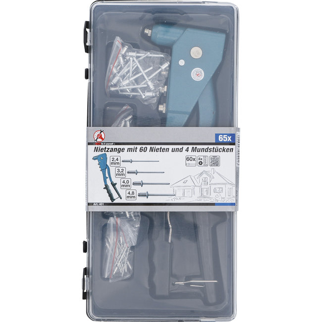 BGS Klinknageltang-set 2,4 - 3,2 - 4,0 - 4,8 mm, 250 mm