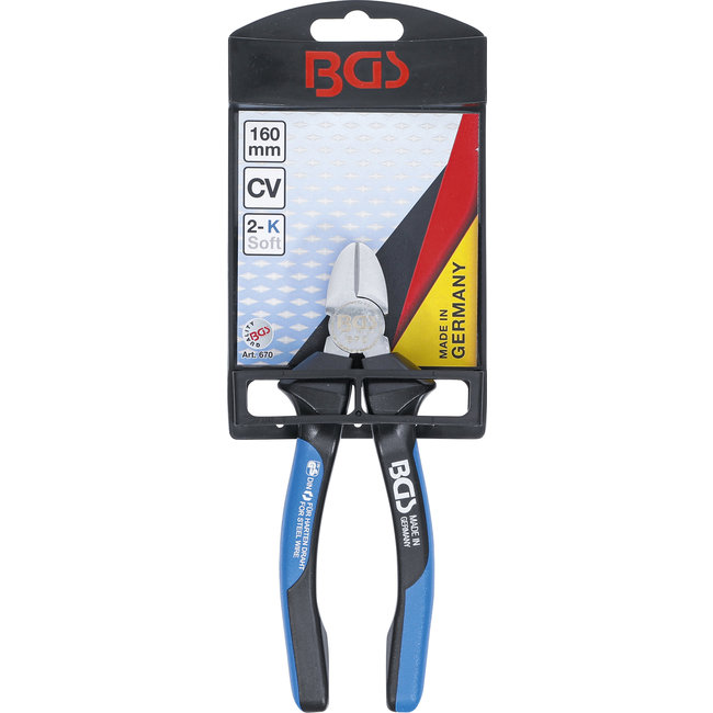 BGS Zijsnijtang voor harde draad 160 mm