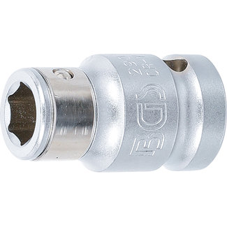 BGS technic Bitadapter met blokkeerkogel binnenvierkant 1/2" - binnenzeskant 3/8"