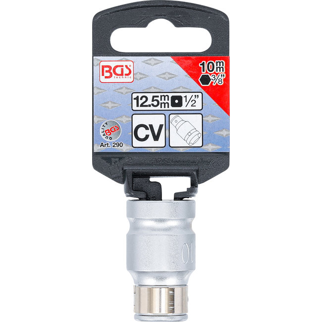 BGS Bitadapter met blokkeerkogel binnenvierkant 1/2" - binnenzeskant 3/8"