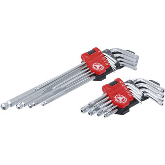 BGS Do it yourself Hoeksleutelset lang torx T10 - T50 / inbus 1,5 - 10 mm 18 delig