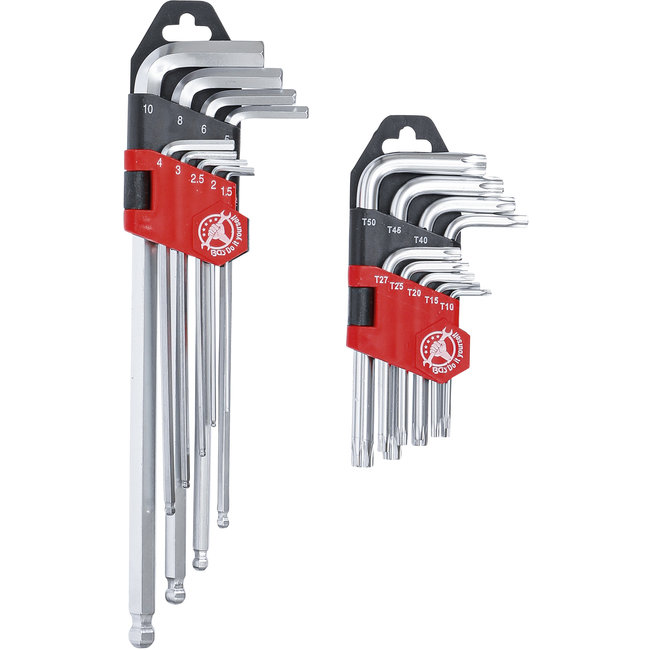 BGS Hoeksleutelset lang torx T10 - T50 / inbus 1,5 - 10 mm 18 delig