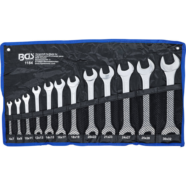 BGS Steeksleutelset 6x7 - 30x32 mm 12 delig