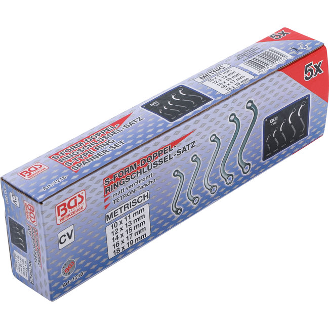 BGS Ringsleutelset S-model 10 x 11 - 18 x 19 mm 5 delig