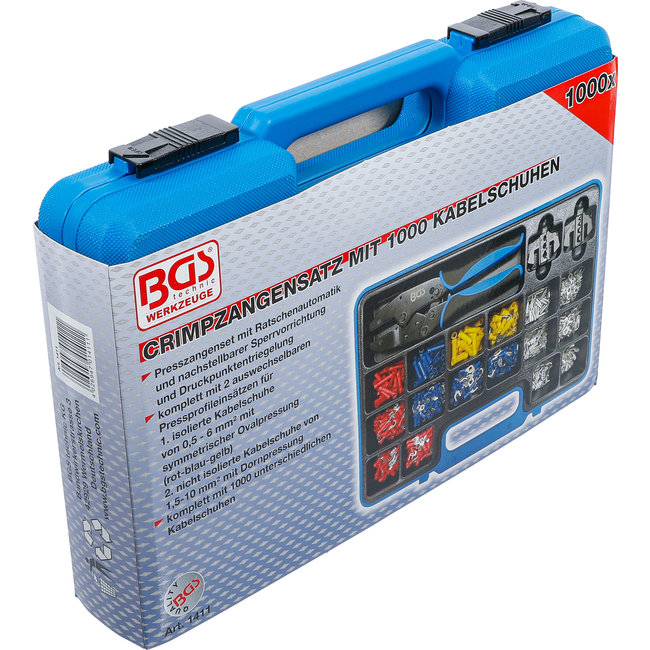 BGS Krimptangset met 2 paar bekken en kabelschoenassortiment 1000 delig