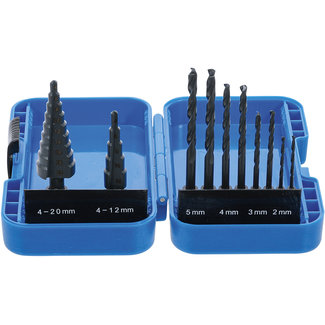 BGS technic Spiraalboren en trappenboorset HSS Ø 4 - 12 / 4 - 20 mm 2 - 5 mm 10 delig
