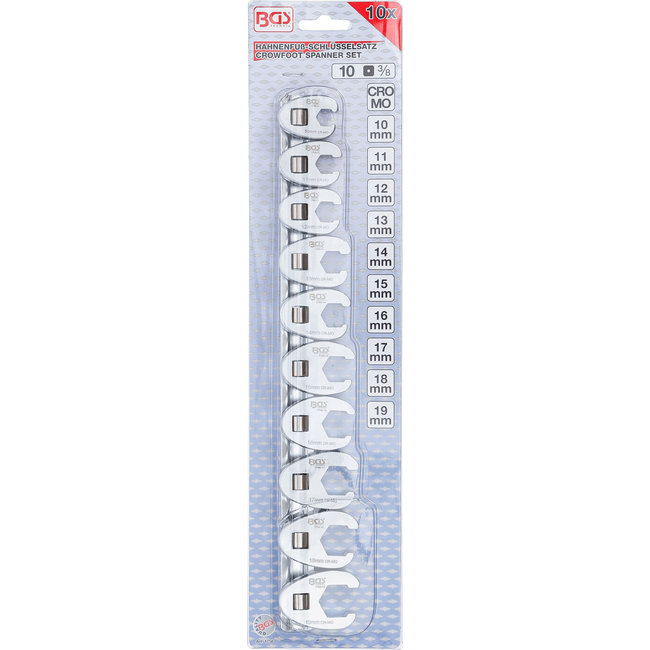 BGS Kraaienpootsleutelset 3/8" 10- 19 mm, 10 delig