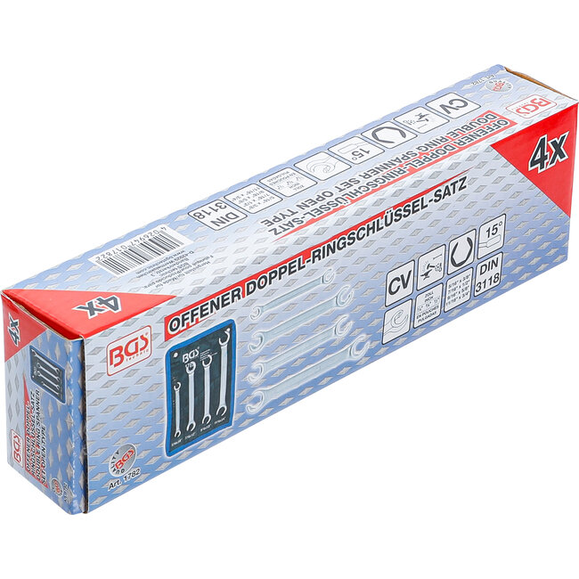 BGS Open ringsleutelset inches 4 delig