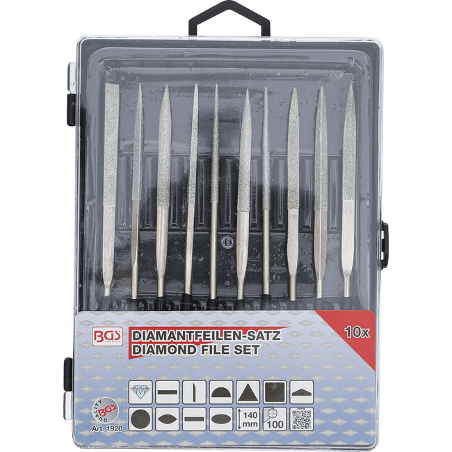 BGS Diamant vijlenset recht 140 x 3 mm 10 delig
