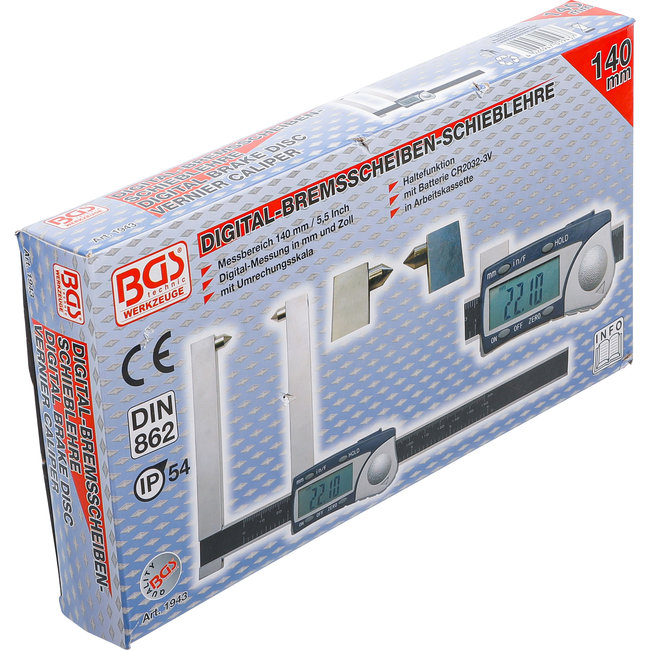 BGS Digitale remschijf schuifmaat 140 mm