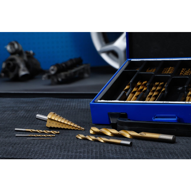 BGS Spiraalboren en Trappenboorset HSS titanium gecoat 1 - 10 mm 119 delig