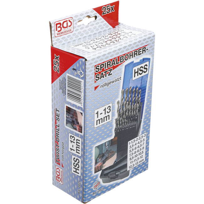 BGS Spiraalborenset HSS Ø 1 - 13 mm 25 delig