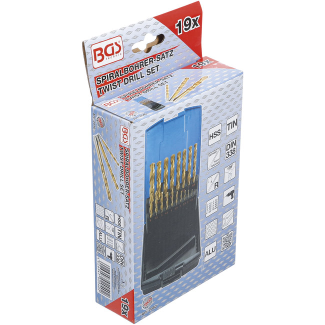 BGS Spiraalborenset HSS-G titanium gecoat 1 - 10 mm 19 delig