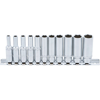 BGS technic Doppenset zeskant, diep 1/4" 4 -13 mm 11 delig