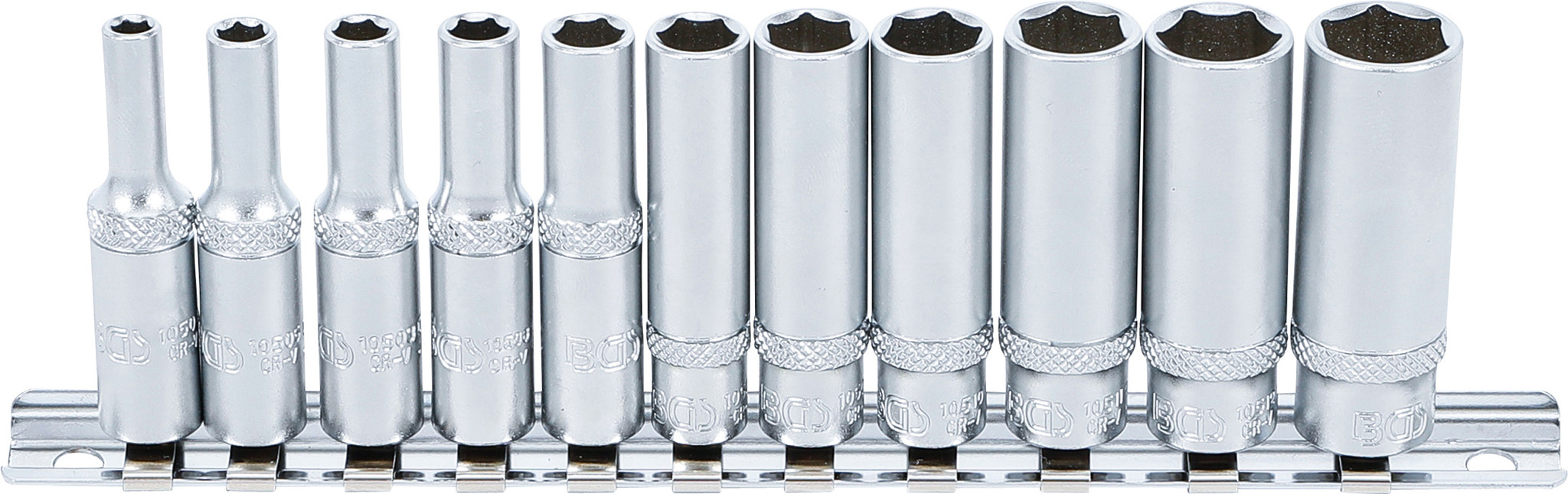 BGS Doppenset zeskant, diep 1/4" 4 -13 mm 11 delig - Goedkoopgereedschap.nl