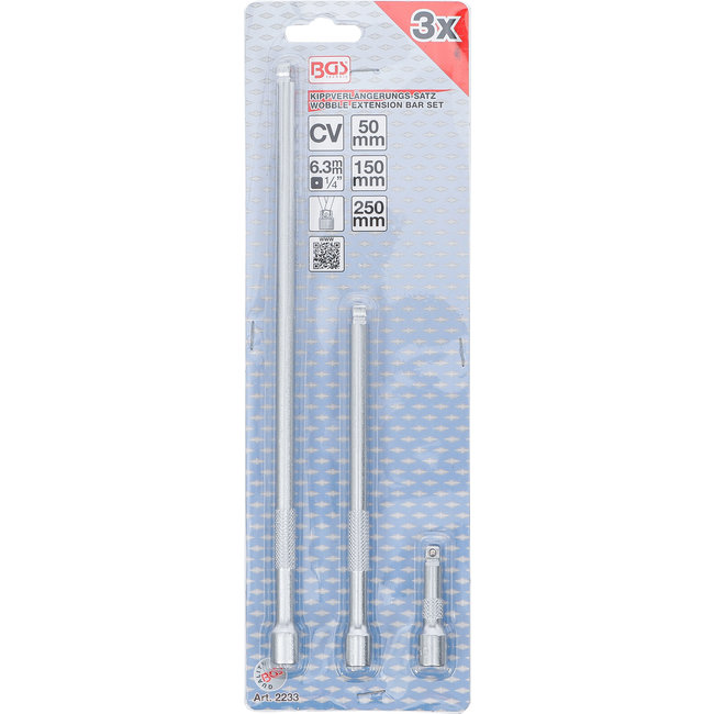 BGS Kantelverlengstukset 1/4" 50 / 150 / 250 mm 3 delig