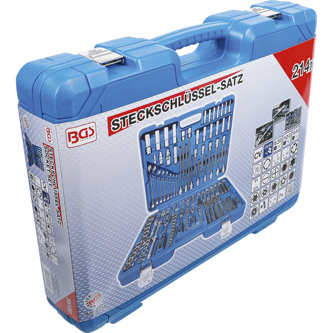 BGS Dopsleutelset zeskant 1/4" / 3/8" / 1/2" 214 delig