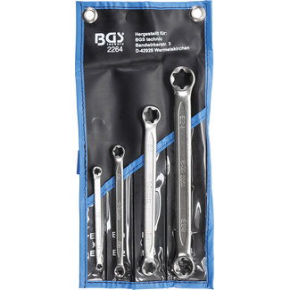 BGS technic Ringsleutelset met E-profiel koppen vlak E6 x E8 - E20 x E24 4 delig
