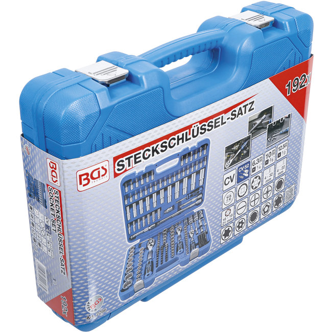 BGS Dopsleutelset twaalfkant 1/4", 3/8", en 1/2" 192 delig