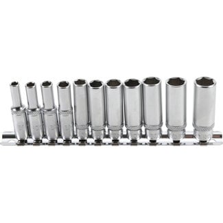 BGS technic Doppenset zeskant, diep 1/4" inches 11 delig