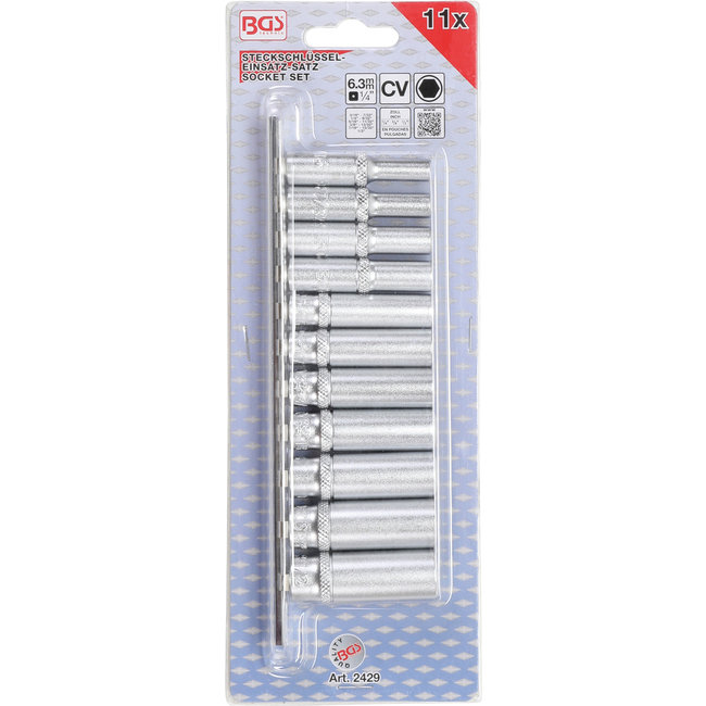 BGS Doppenset zeskant, diep 1/4" inches 11 delig