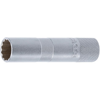 BGS technic Bougiedopsleutel met rubberring, twaalfkant, lang 3/8" 16 mm