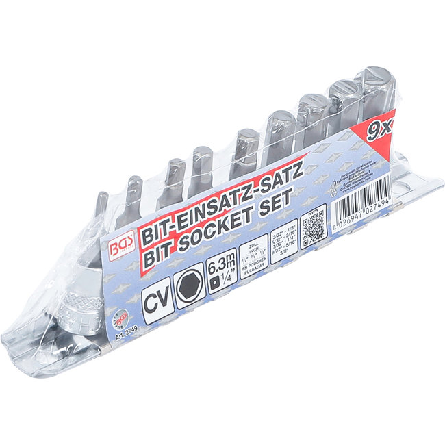 BGS Dopsleutelbitset 1/4" INBUS 3/32" - 3/8" inches 9 delig