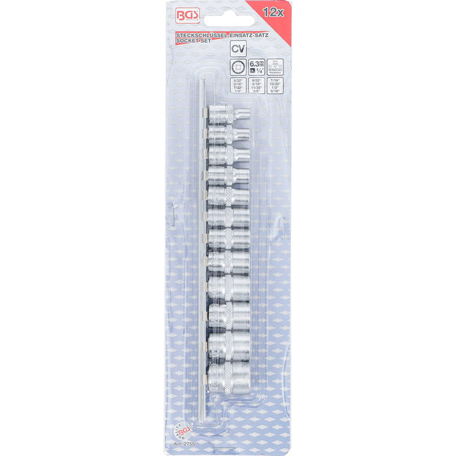 BGS Doppenset twaalfkant 1/4" inches 12 delig