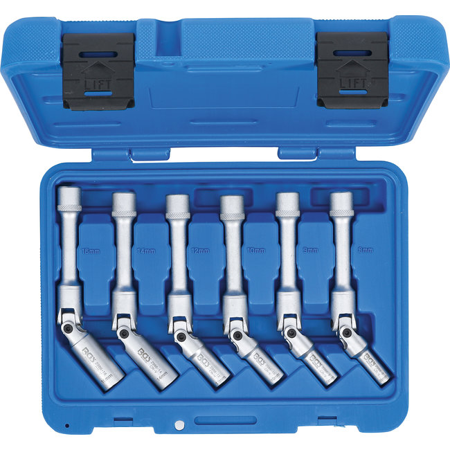 BGS Universele bougie gewrichtssleutel-set 3/8" 8 - 16 mm 6 delig