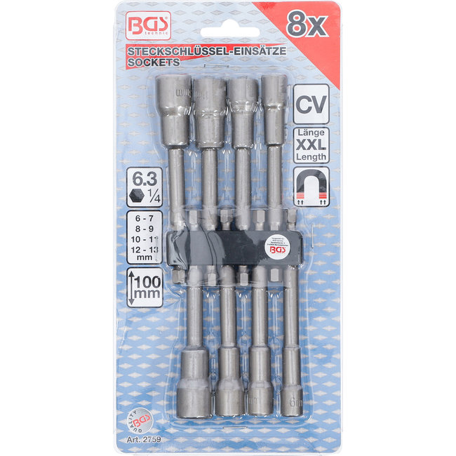 BGS Doppenset voor boormachine extra lang 6 - 13 mm 8 delig