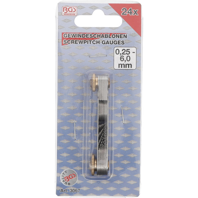 BGS Schroefdraadmeter 24 delig metrisch 0,25 - 6,00 mm
