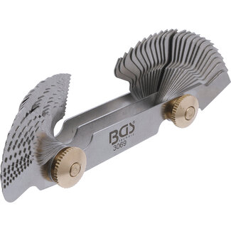 BGS technic Dubbel schroefdraadsjabloon, 52 bladen metrisch 0,25 - 6,0 mm, Whitworth 4G - 62G