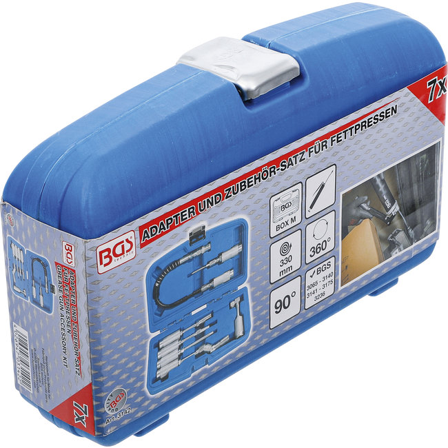 BGS Adapter en toebehorenset voor vetspuiten 7 delig