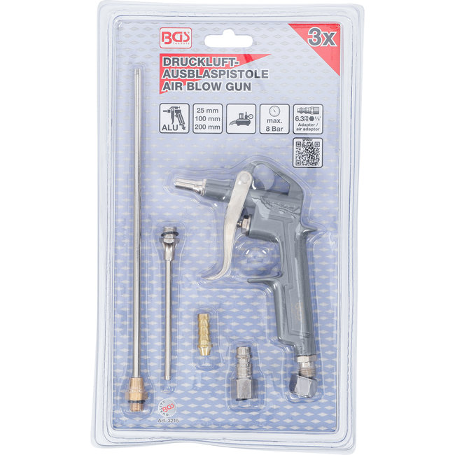 BGS Lucht blaaspistool gietaluminium met 3 verstuivers