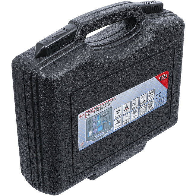 BGS Persluchtschuurmachine met set borstelschijven 17 delig