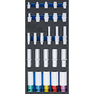 BGS technic Dopsleuteldoppen, zeskant, diep 11– 22 mm E-profiel E10 - E22, 26 delig