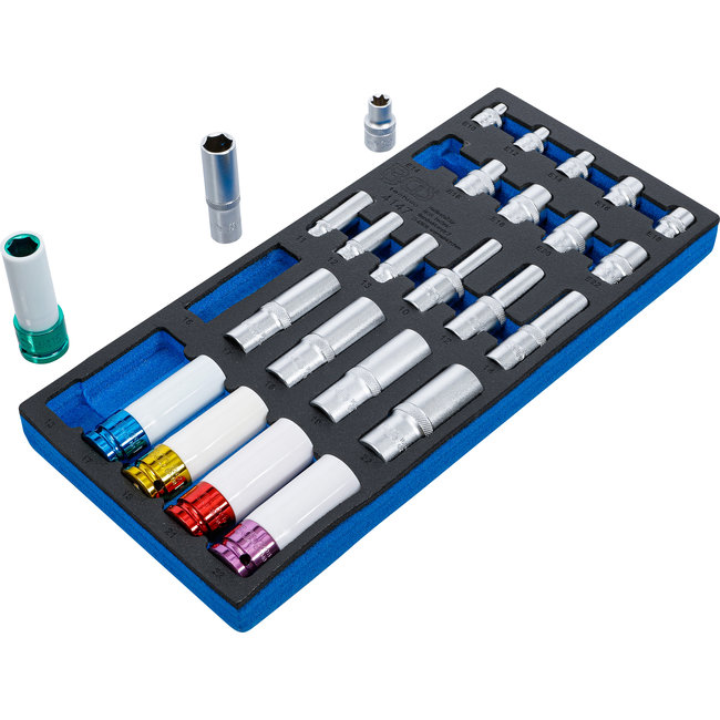 BGS Dopsleuteldoppen, zeskant, diep 11– 22 mm E-profiel E10 - E22, 26 delig