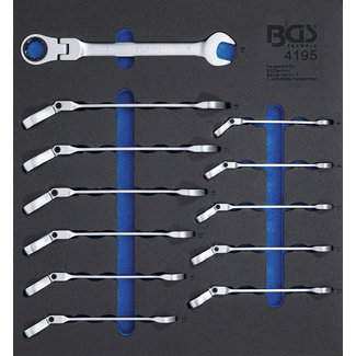 BGS Ratel ring-steeksleutel knie 8 - 19 mm 12 delig