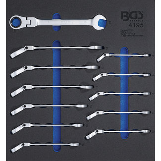 BGS technic Ratel ring-steeksleutel knie 8 - 19 mm 12 delig