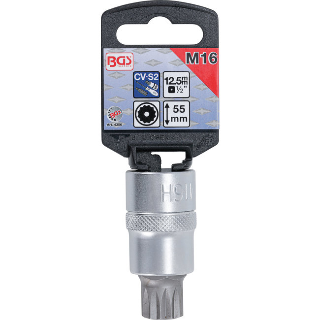 BGS Dopsleutelbit 1/2" veeltand (voor XZN) met boring M16