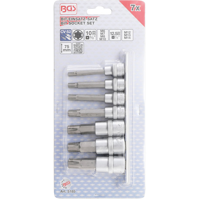 BGS Dopsleutelbitset 3/8" en 1/2" wigprofiel (voor RIBE) M6 - M14 7 delig