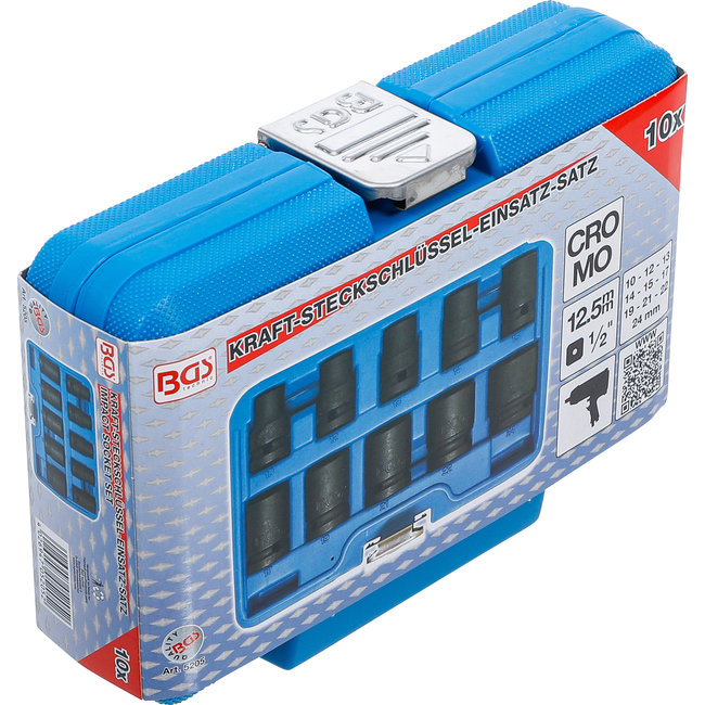 BGS Kracht doppenset zeskant 1/2" 10 - 24 mm 10 delig