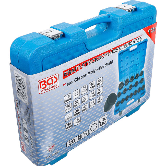 BGS Kracht doppenset 3/4" 19 - 55 mm, 17 delig