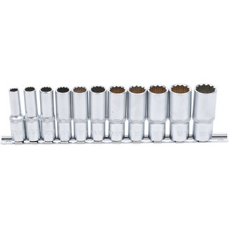 BGS technic Doppenset twaalfkant, diep 3/8" 8 - 19 mm, 11 delig