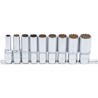 BGS technic Doppenset twaalfkant, diep 1/2" 10 - 24 mm, 9 delig