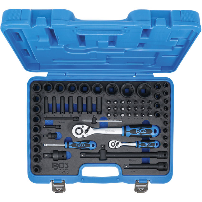 BGS Kracht dopsleutelset zeskant 1/4" en 1/2" 69 delig