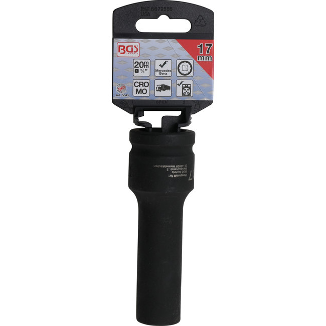 BGS Kracht dopsleuteldop twaalfkant, diep 3/4" 17 mm